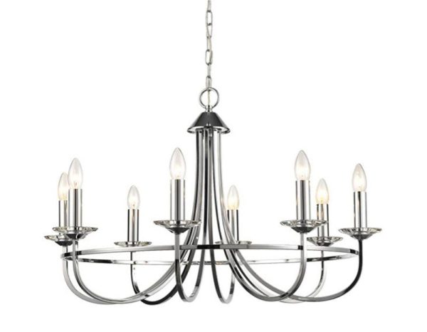 Modern Quality 8 Light Chandelier Polished Chrome Crystal Candle Pans