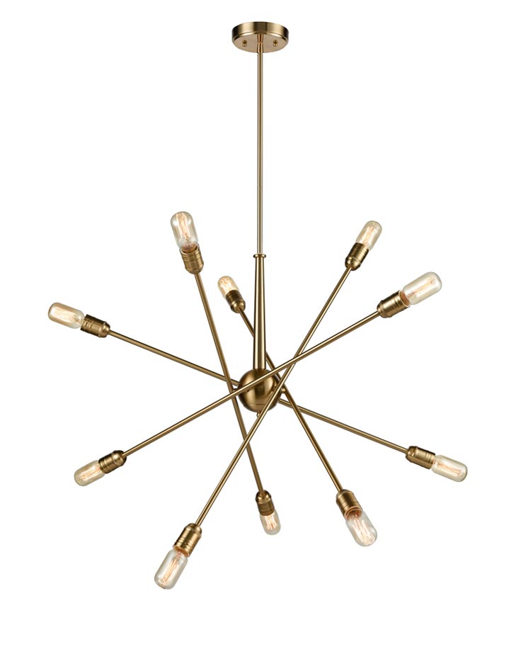 Modern Industrial Style 10 Light Adjustable Ceiling Pendant Old Gold