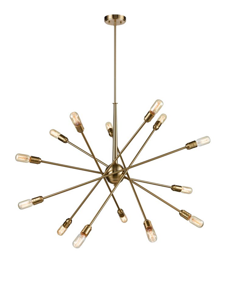 Modern Industrial Style 14 Light Adjustable Ceiling Pendant Old Gold