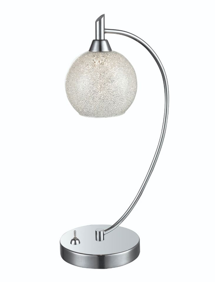 Elegant 1 Light Table Lamp Polished Chrome Crystal Lined Glass Shade
