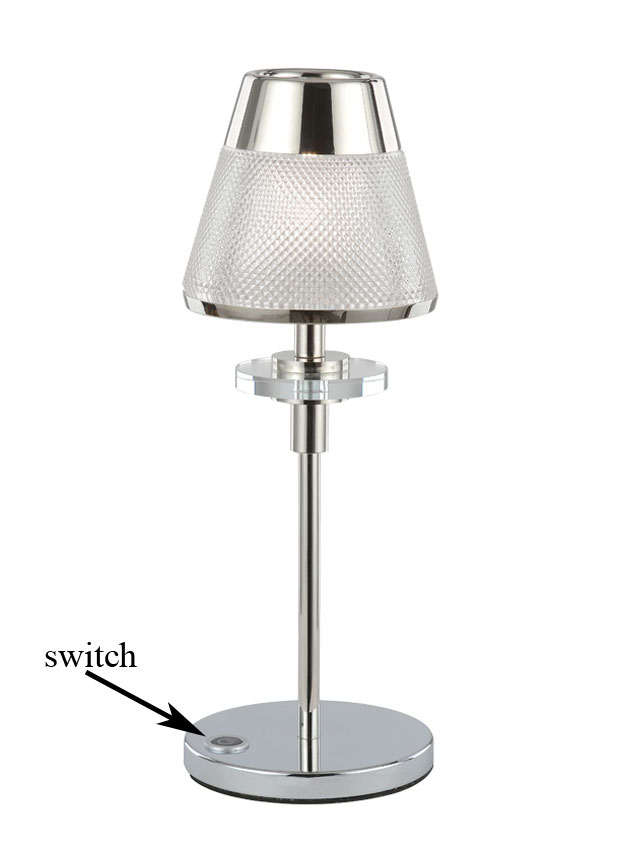 Retro Style 1 Light Table Lamp Polished Chrome Textured Glass