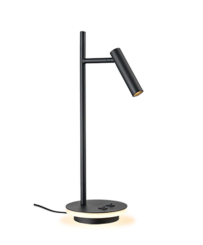 Contemporary 2 LED Desk Reading Light Illuminated Base Matt Black