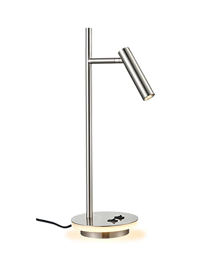 Contemporary 2 LED Desk Reading Light Illuminated Base Satin Nickel