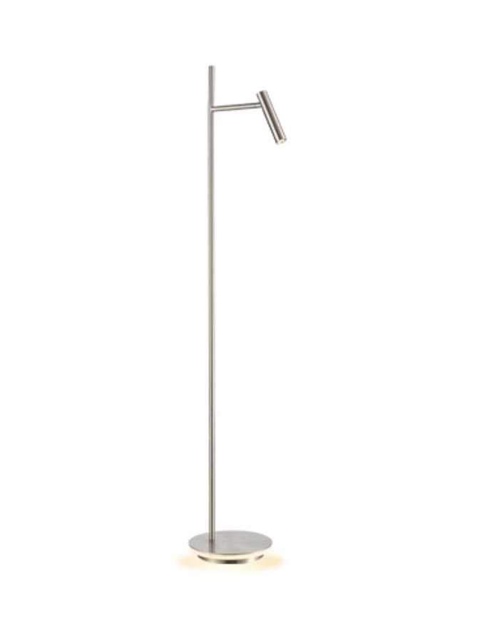 Contemporary 2 LED Floor Reading Light Illuminated Base Satin Nickel