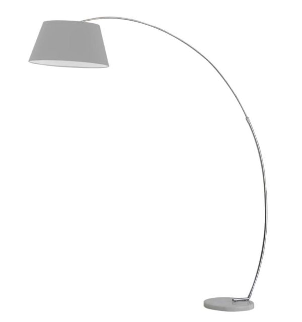 Modern Extendable Arc Floor Lamp Marble Base Chrome Black Shade