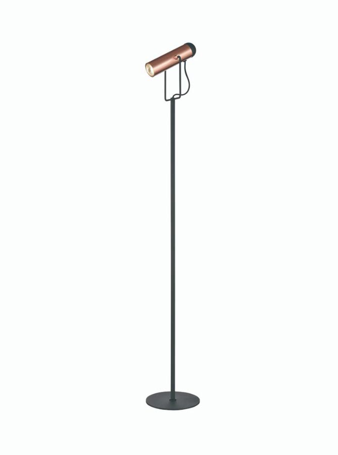 Contemporary 1 Light Adjustable Floor Reading Lamp Matt Black / Copper