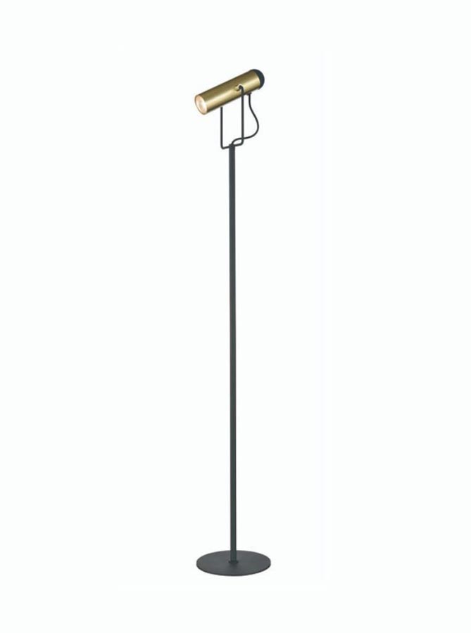 Contemporary 1 Light Adjustable Floor Reading Lamp Black / Satin Brass