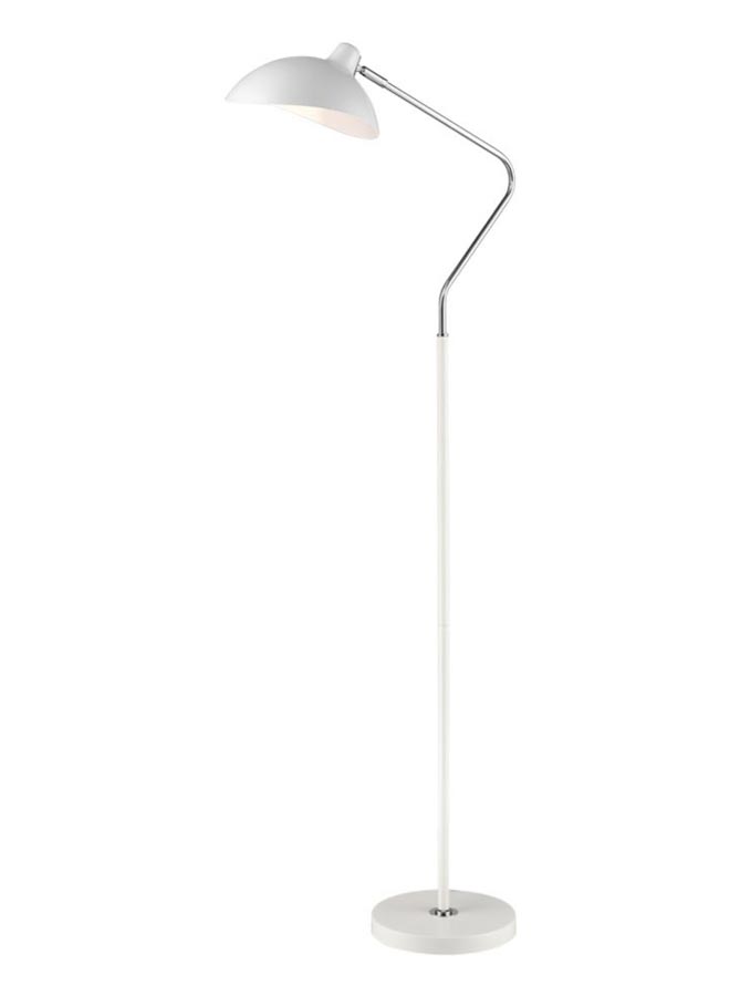 Modern 1 Light Floor Lamp Standard Matt White Polished Chrome