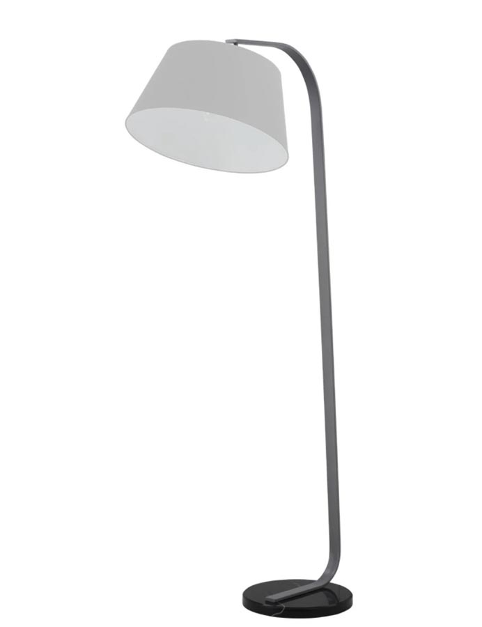 Modern Floor Lamp Standard Black Marble Base Grey Finish Grey Shade