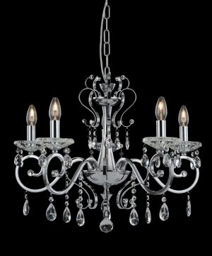 Franklite FL2372/5 Damask 5 light crystal chandelier in polished chrome