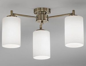 Franklite FL2253/3 Decima 3 arm flush mount ceiling light in bronze with opal glass shades