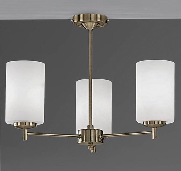 Franklite FL2272/3 Decima 3 arm semi flush ceiling light in bronze with opal glass shades