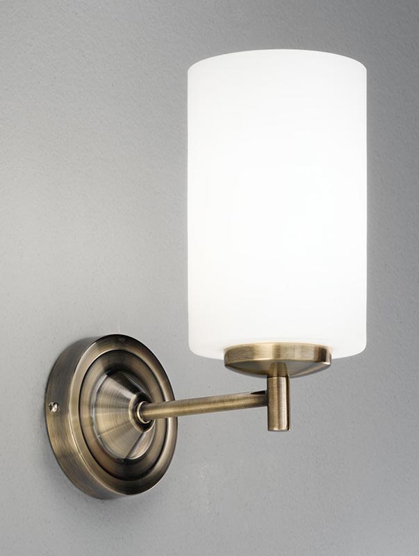 Traditional 1 Lamp Single Wall Light Bronze Opal White Glass Shade