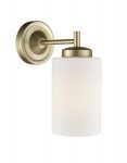 Traditional 1 Lamp Single Wall Light Matt Gold Opal White Glass Shade