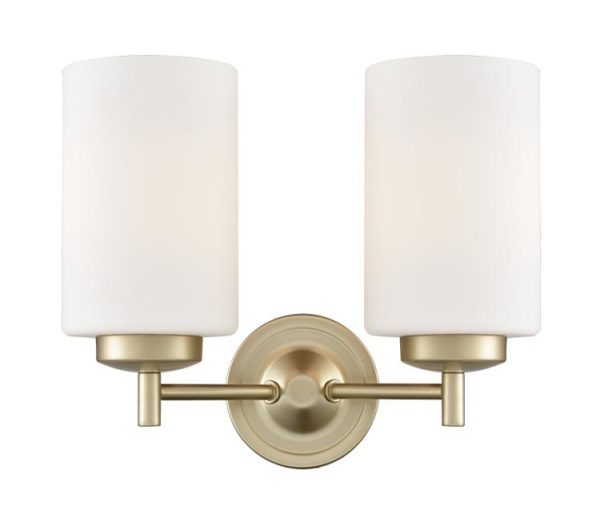 Franklite FL2387/2 Decima 2 light twin wall light in matt gold with opal glass shades facing up