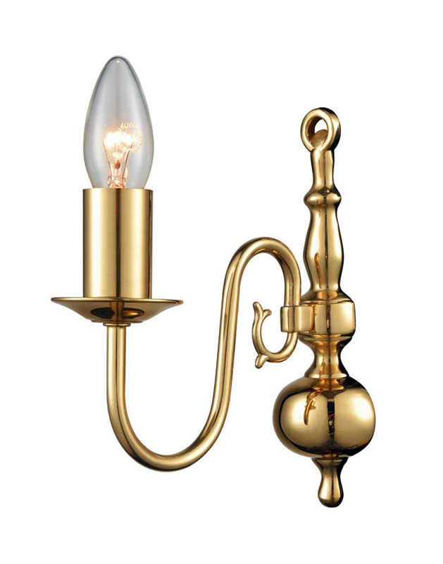 Flemish Style Classic 1 Lamp Single Wall Light Polished Solid Brass
