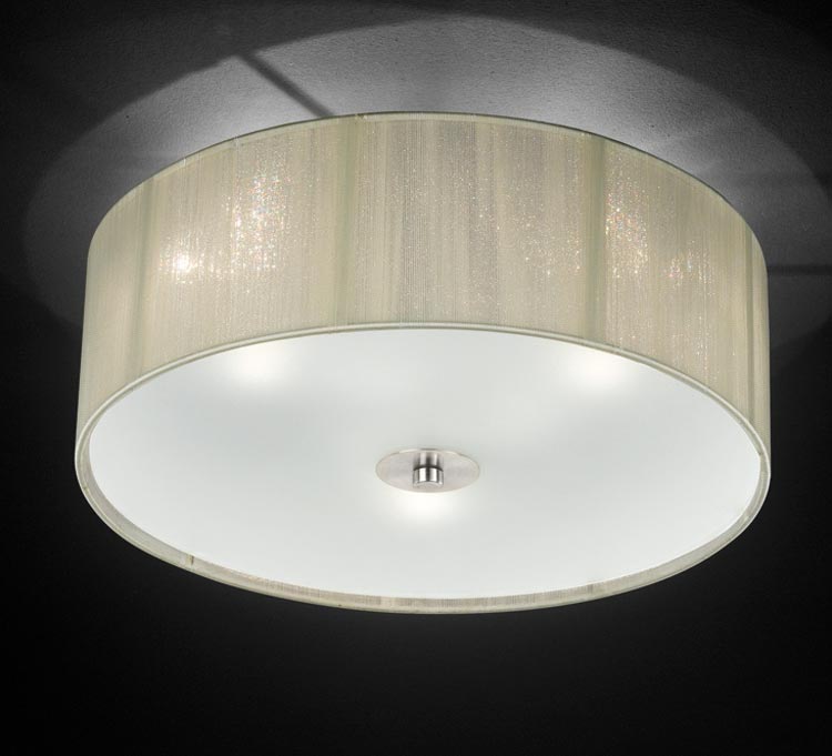 Franklite Desire 3 Light Cream Strung Flush Mount Ceiling Light