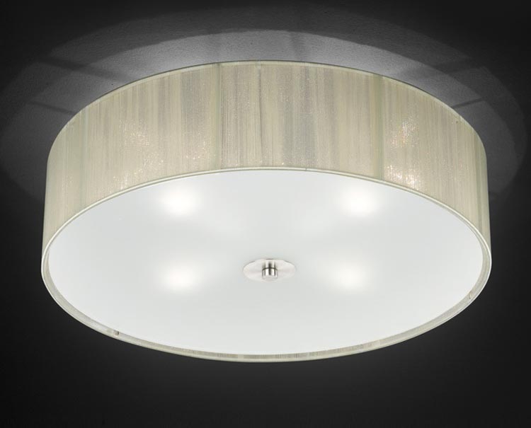 Modern 4 Light Flush Mount Ceiling Light Cream String Thread Shade