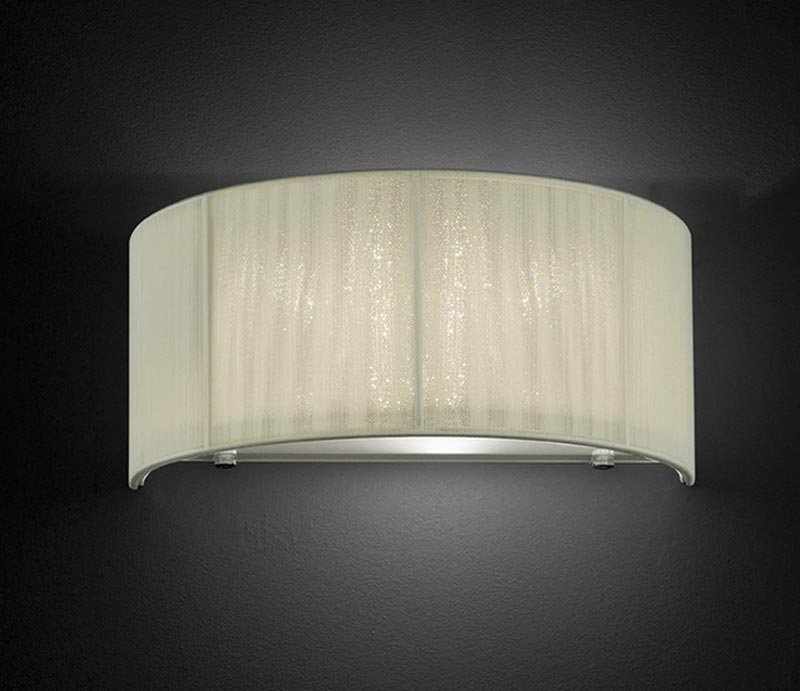 Modern 1 Light Single Half Round Wall Light Cream String Thread