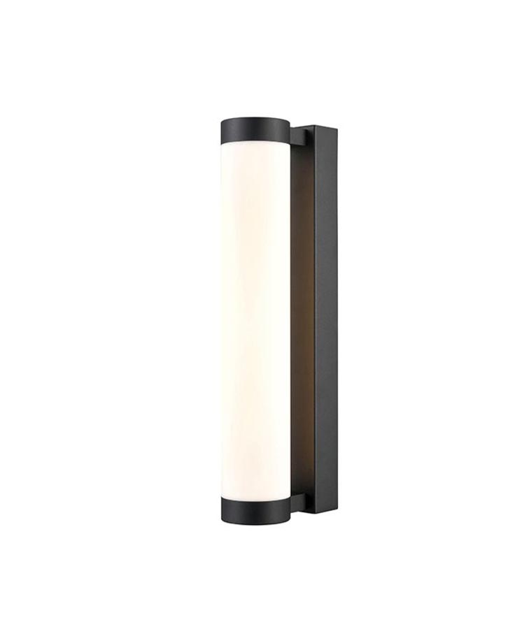 Bright 345mm LED Bathroom Wall Tube Light Matt Black Opal Glass IP44