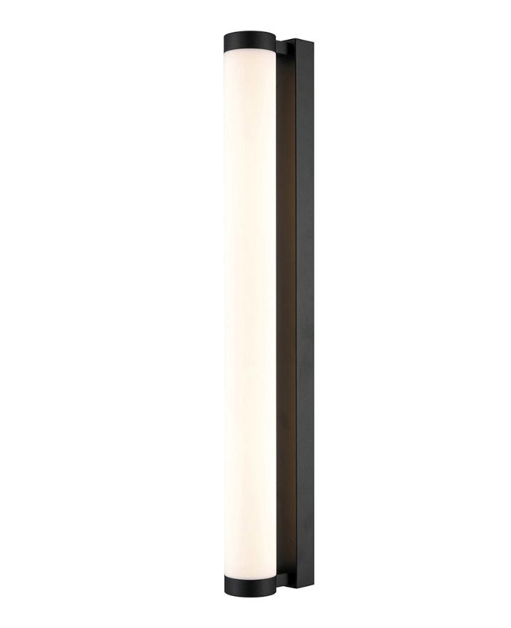 Bright 645mm LED Bathroom Wall Tube Light Matt Black Opal Glass IP44