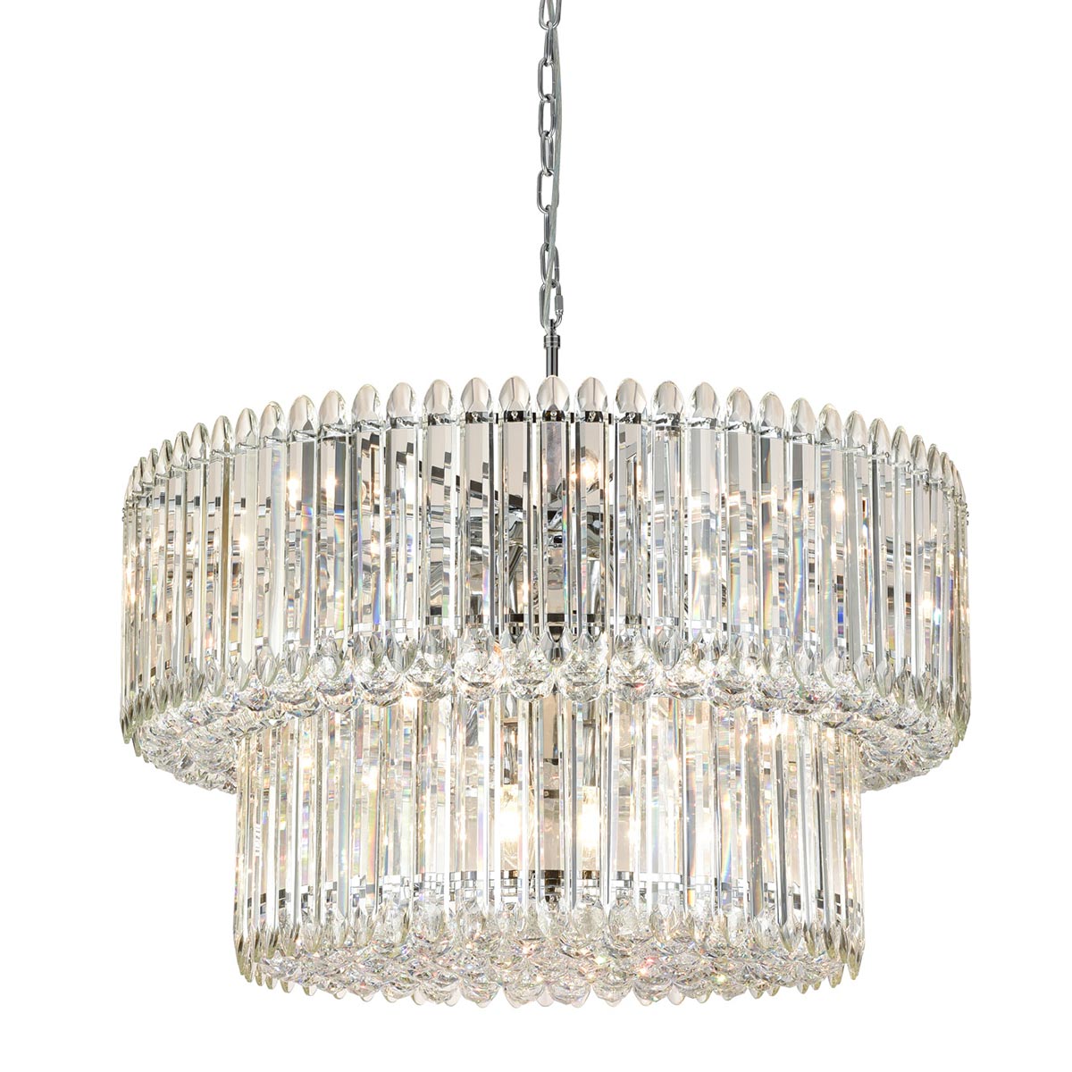 Classic Quality 20 Light 2 Tier Luxury Crystal Chandelier Polished Chrome