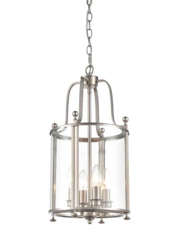 Georgian Style Quality 4 Light Hanging Lantern Satin Nickel Clear Glass