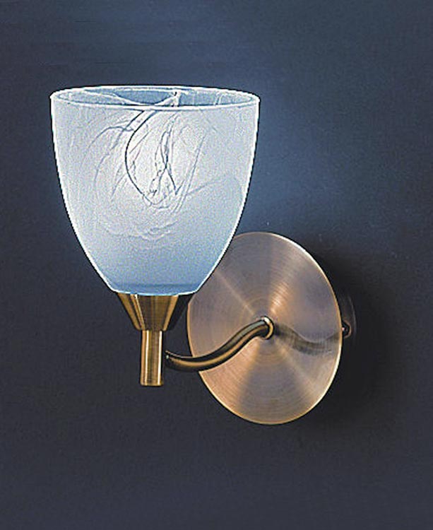 Traditional 1 Lamp Single Wall Light Bronze Finish Alabaster Effect Glass