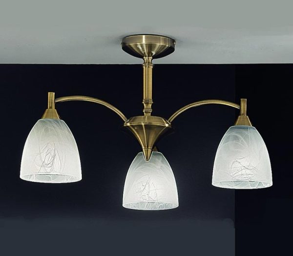 Franklite FL2105/3 Emmy 3 arm semi flush ceiling light with alabaster effect glass shades