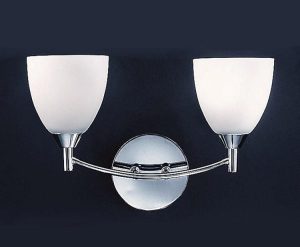 Franklite FL2087/3 Emmy 2 light twin wall light in polished chrome with alabaster glass shades