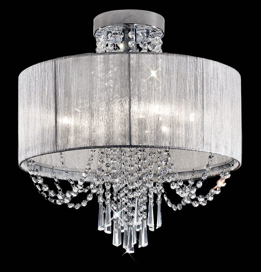 Franklite Empress 6 Lamp Ceiling Light Chrome Crystal Silver Shade