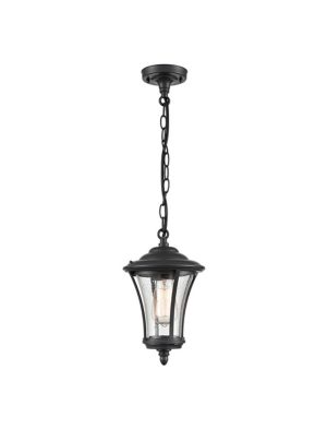 Classic 1 light outdoor porch chain lantern in charcoal with raindrop glass