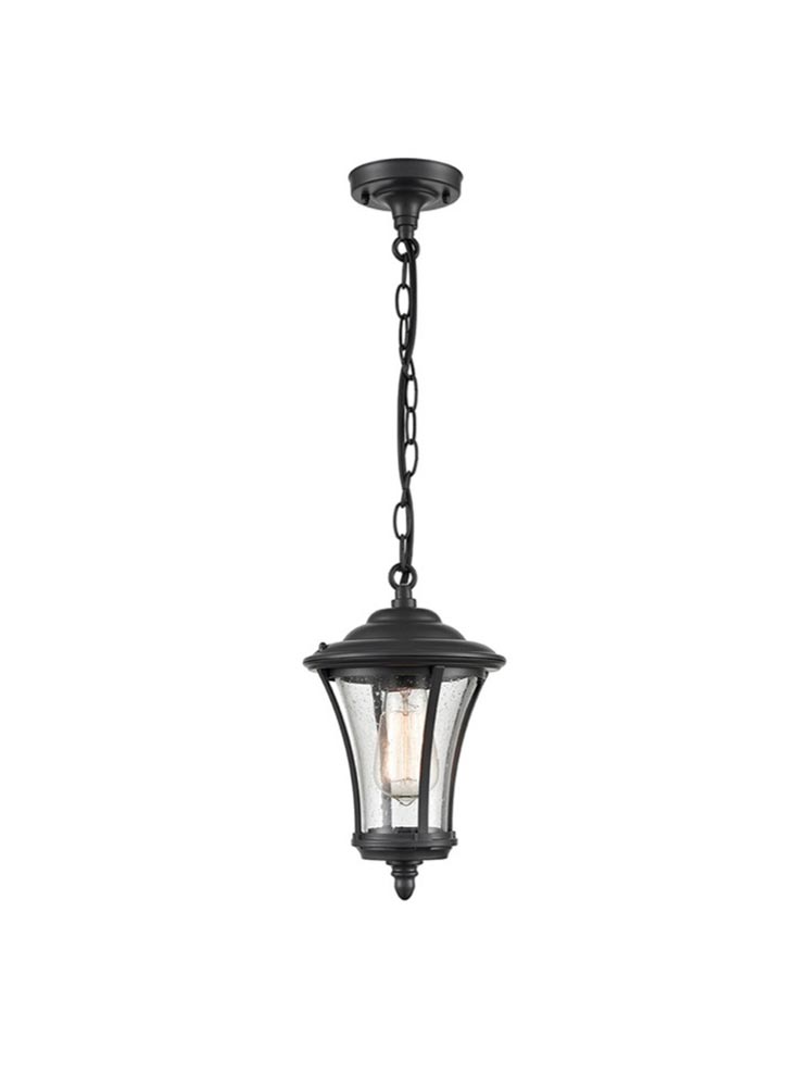 Classic 1 Light Outdoor Porch Chain Lantern Charcoal Raindrop Glass