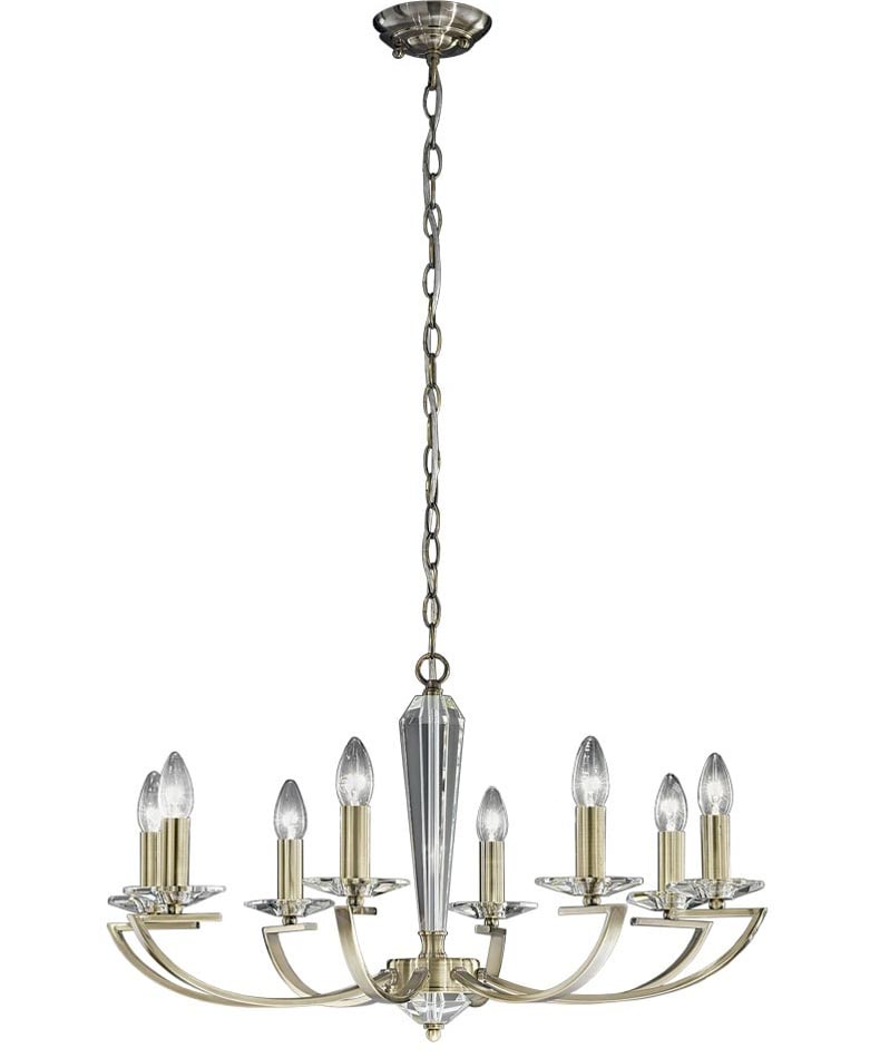 Modern 8 Light Chandelier Bronze Finish Crystal Column & Sconces