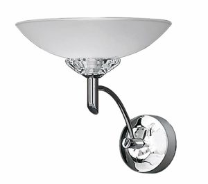 FL2006/1 quality single wall light in polished chrome with satin opal glass shade