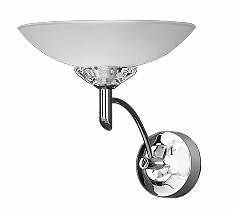 Classic Quality Single Wall Light Polished Chrome Satin Opal Glass Shade