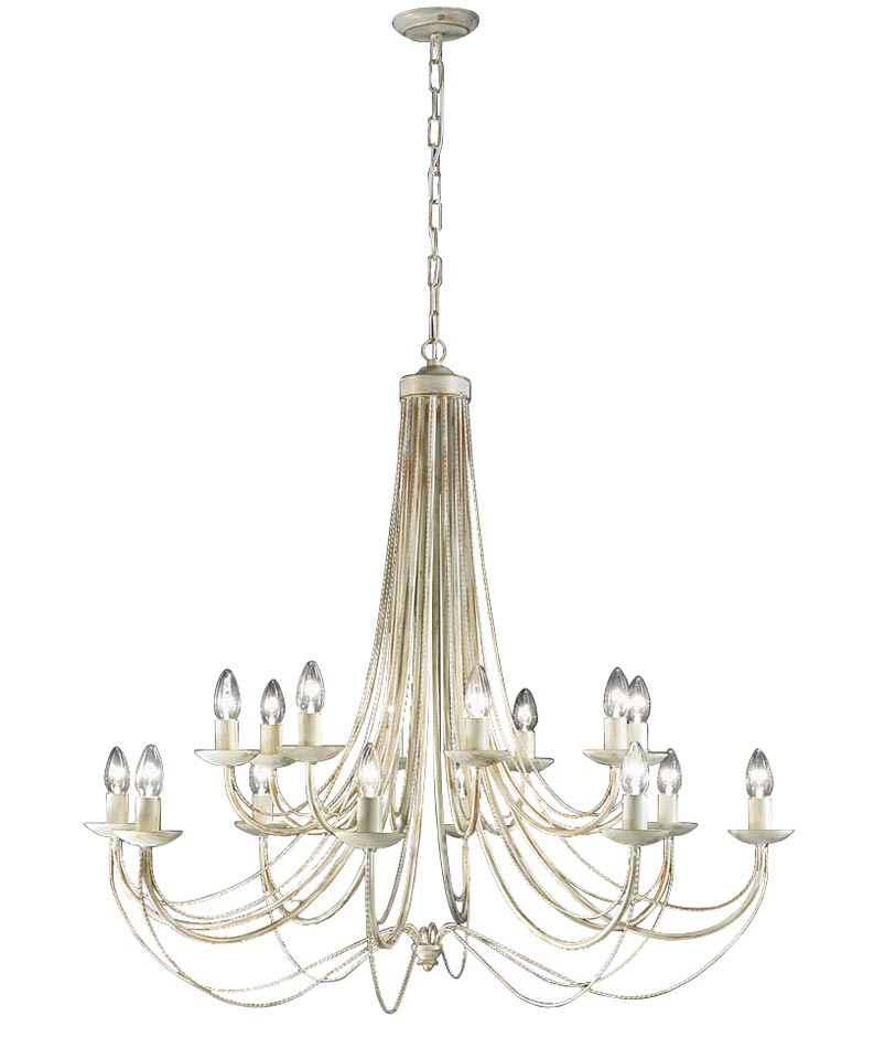 Classic Italian Ironwork Large 16 Light 2 Tier Chandelier Cream & Gold