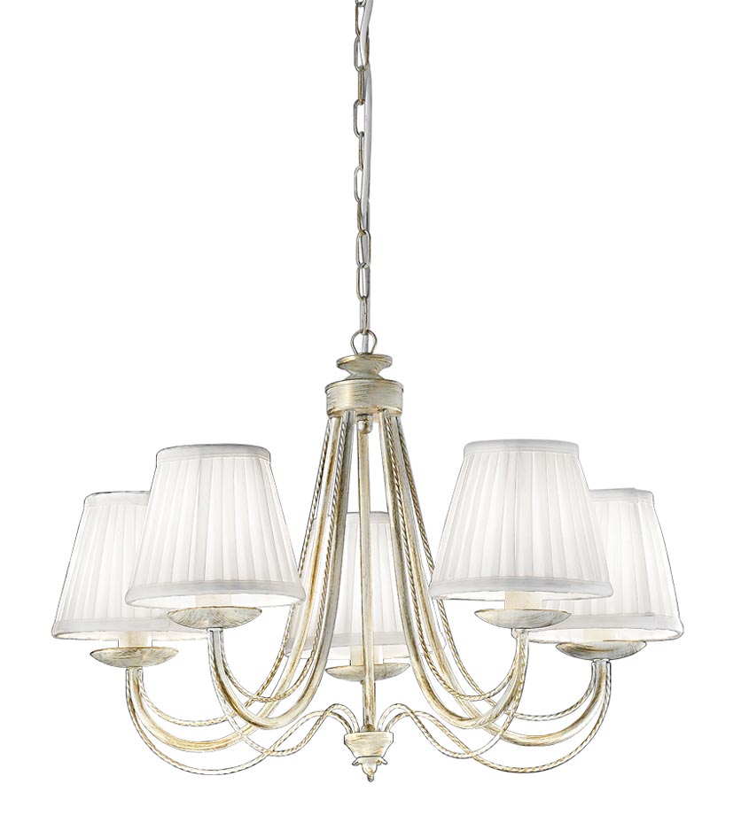 Classic Italian Ironwork 5 Light Dual Mount Chandelier Cream & Gold