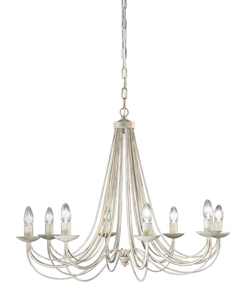 Classic Italian Ironwork 8 Light Chandelier Cream & Brushed Gold