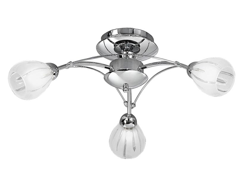 Modern 3 Light Flush Mount Low Ceiling Light Chrome Frosted Glass