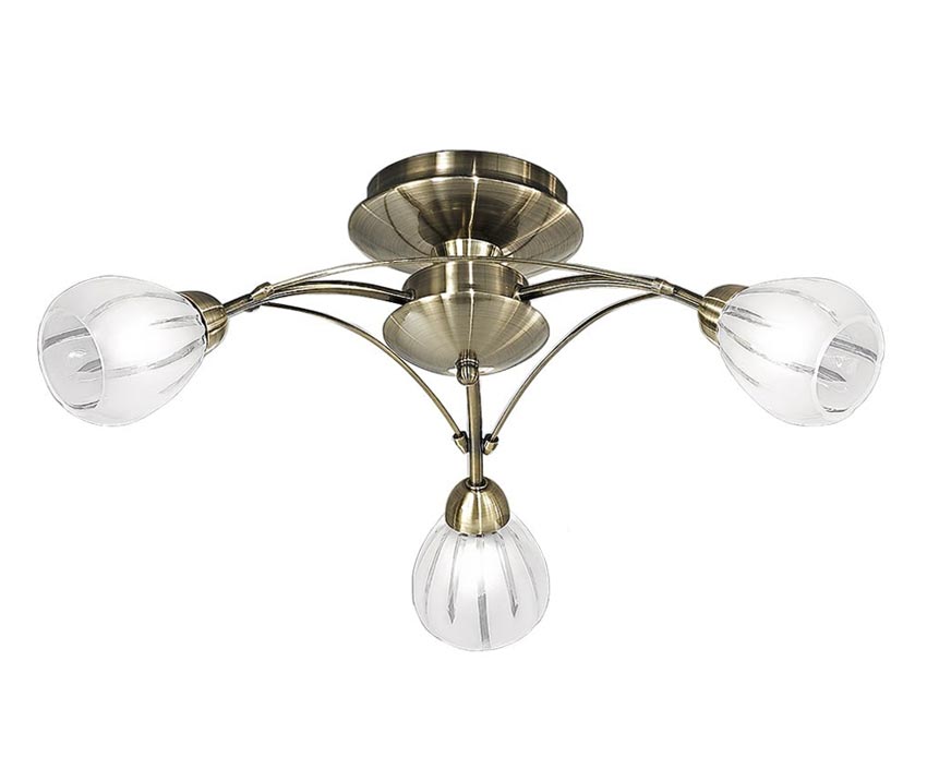 Modern 3 Light Flush Mount Low Ceiling Light Bronze Frosted Glass