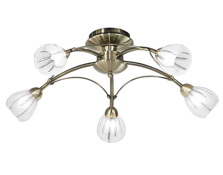 Modern 5 Light Flush Mount Low Ceiling Light Bronze Frosted Glass