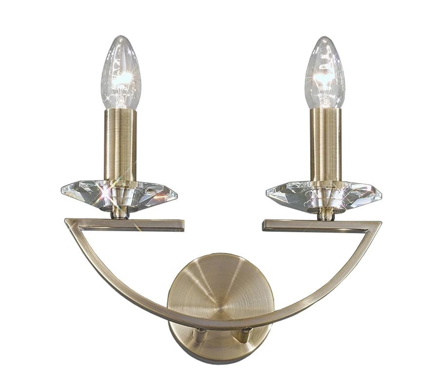 Modern 2 Lamp Double Wall Light Bronze Finish Crystal Sconces
