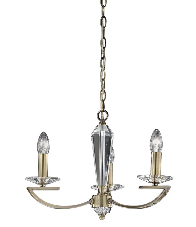 Modern 3 Light Chandelier Bronze Finish Crystal Column & Sconces