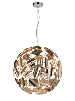 Modern 9 Light 52cm Globe Ceiling Pendant Chrome / Brushed Gold