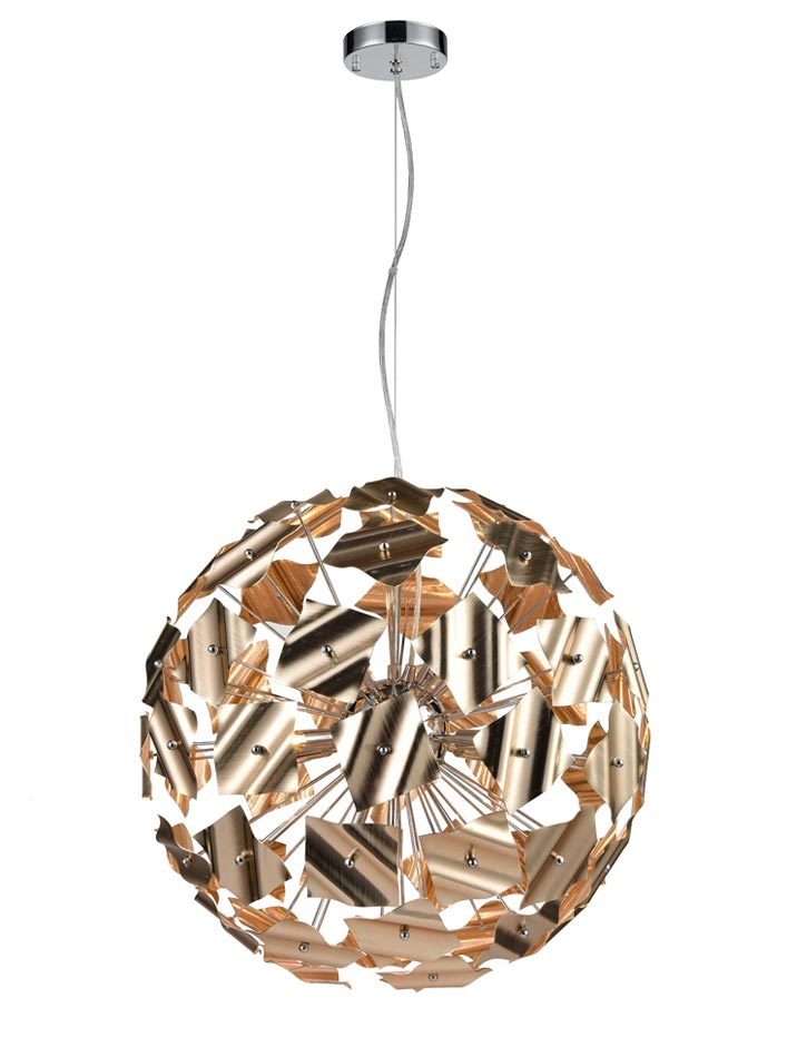 Modern 9 Light 52cm Globe Ceiling Pendant Chrome / Brushed Gold