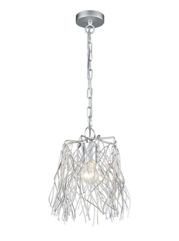 Small 1 Light Intertwined Twigs Pendant Ceiling Light Silver Finish