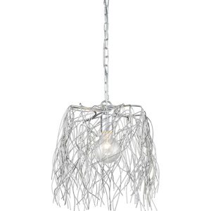 Large 1 Light Intertwined Twigs Pendant Ceiling Light Silver Finish