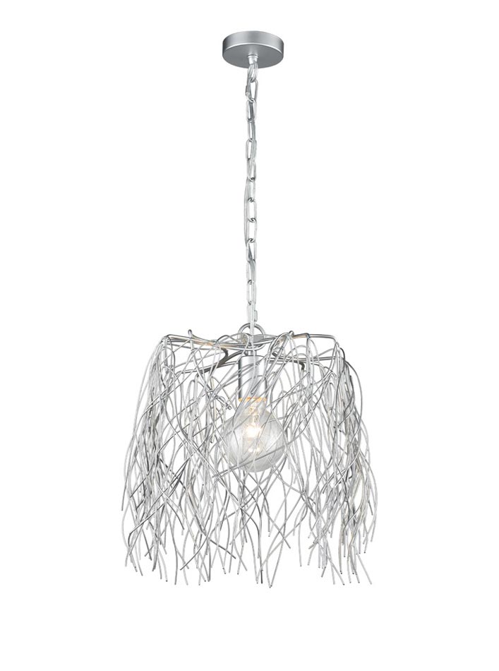 Large 1 Light Intertwined Twigs Pendant Ceiling Light Silver Finish