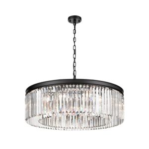 Classic quality 10 light large crystal pendant ceiling light in matt black
